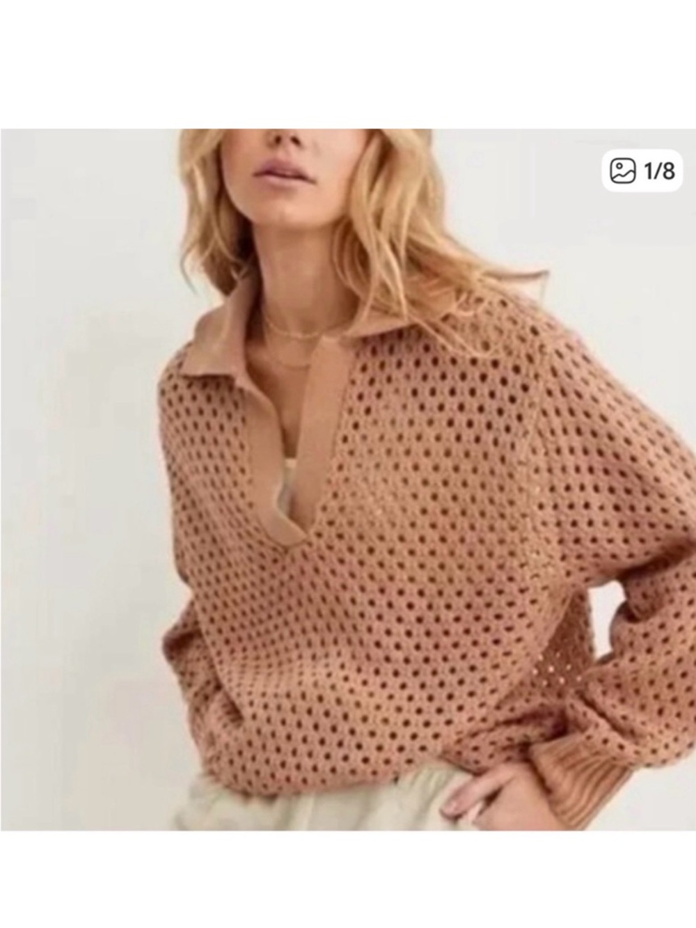 Aerie Women's V-Neck Sweater in Warm Tan